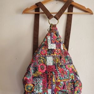 Black butterfly boho backpack multicolor.